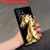 2DFlat Samsung Phone Case Golden Horse Statue Phone Case Applicable To Galaxy S22 S23 S24 S25ULTRA S26 A12 A13 A14 A15 A16