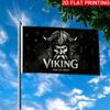 2D Flat, Single Large Flag Viking Warrior Horn Helmet Rune Dark Vintage Art Print (2) 2D Flat Print Festival Design, Single-Sided, Two Hanging Rings, 