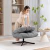 Armchair Swivel Lounge Chair with Wide Seat, Water-Repellent Chenille Look, Crossed Steel Legs, Gray