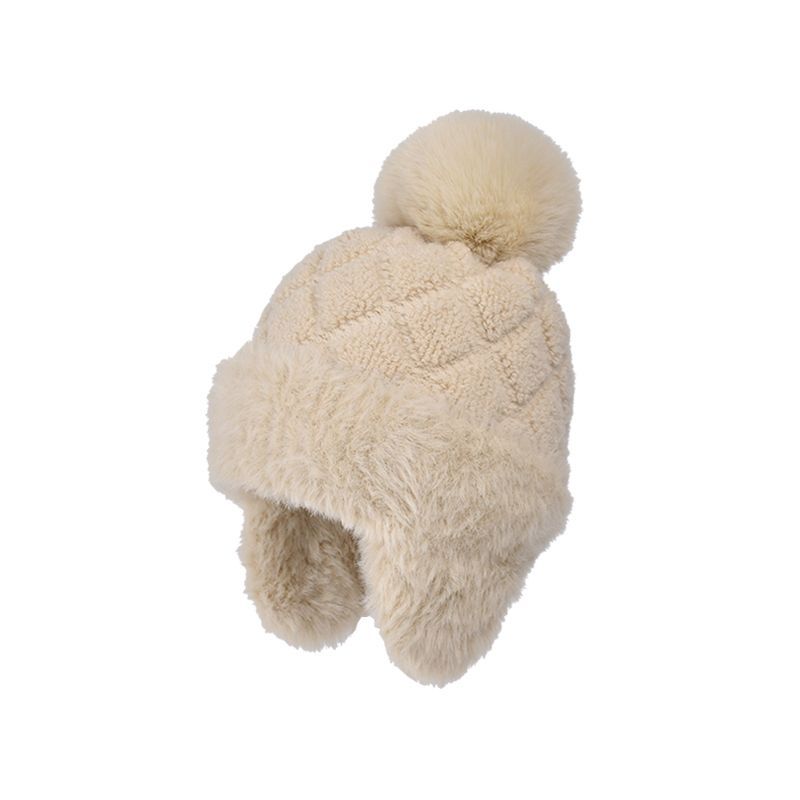 Hat winter new warm cute knitted plush plush ear protection hat cold thickened fashion wool hat