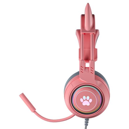 SY-G25 Słuchawki przewodowe Podświetlenie RGB Mikrofon wielokierunkowy Nauszne Słuchawki komputerowe z uroczymi kocimi uszkami do e-sportu