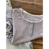 Women Lace Trim U-neck T-shirt Short Sleeve Side Ruched Casual Solid Color Tee with Bow Embroidery
