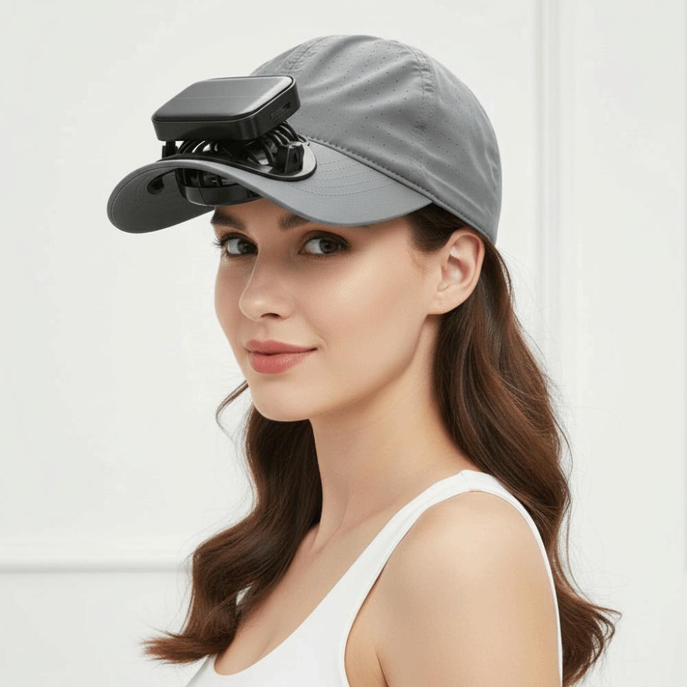 Solid Color Rechargeable Fan Hat Portable Cooling Fan Peaked Cap for 3.7V/300mAh Women / Men