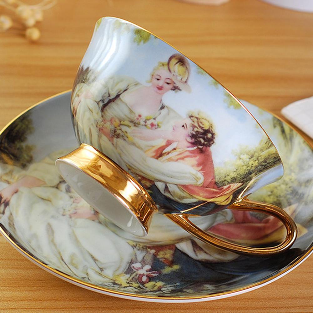 Teacup Saucer Set With Spoon Morning Tea Cup With Handle For Adults