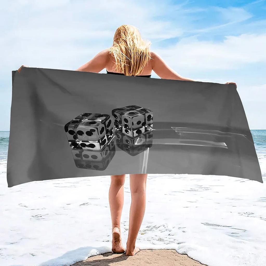 Dice Print Oversized Beach Towels,Super Absorbent Sand Free Thick Microfiber Beach Towel ,Cute Tropical Palm Leaf Beach Towels