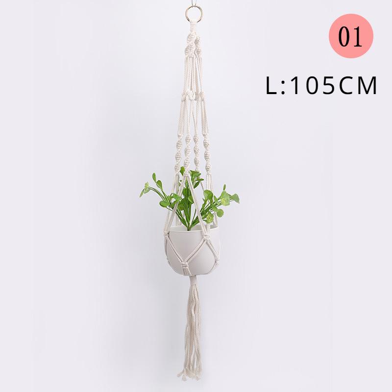 

Gardening Green Plant Hanging Basket Cotton Rope Hanger Flower Pot Handmade Macrame Pot Pocket Wall Boho Courtyard Home Decor