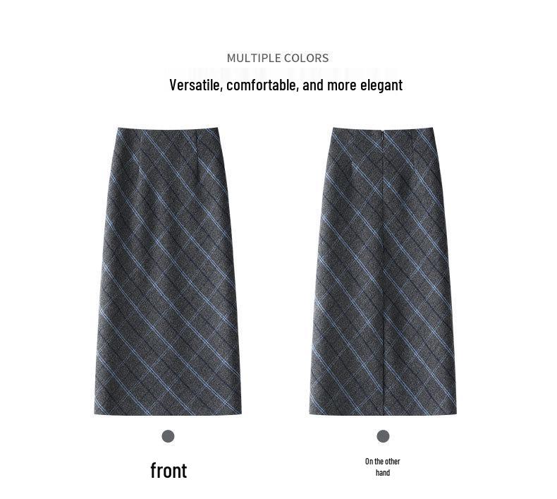 Elegant Retro Wool Plaid Midi Skirt for Women - Autumn/Winter 2025 Collection