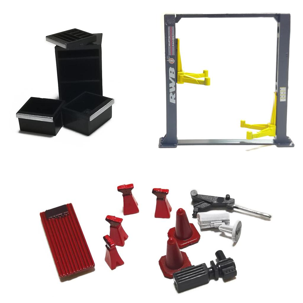 ARCADORA Garage Repair Tool Set ABS Model Car Display Geometric Black 1/64