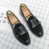 Fashion Men's Leather Shoes Classic Retro Flat Bottomed Style Outdoor Leisure Party and Daily Life Walking Black Leather Shoes Hombres