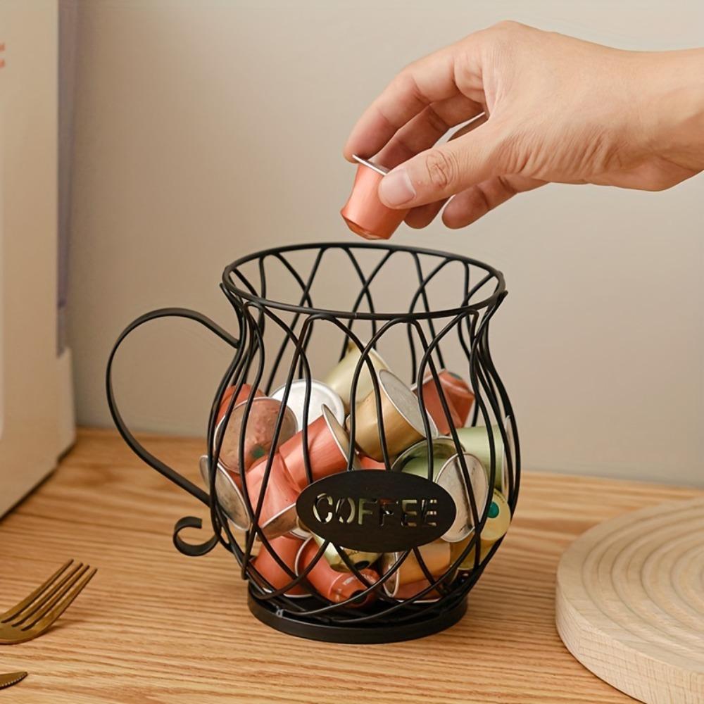1PCS  Scandinavian-Inspired Metal Coffee Pod Holder - Elegant Kitchen & Dining Snack and Candy Storage Rack for Home or Cafe Display