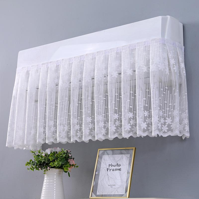 Spitzenstickerei Blume Vorhang Winddicht Staubdicht Hängeabdeckung Anti-Direktzugluft Klimaanlagenvorhang Schlafzimmerdeko