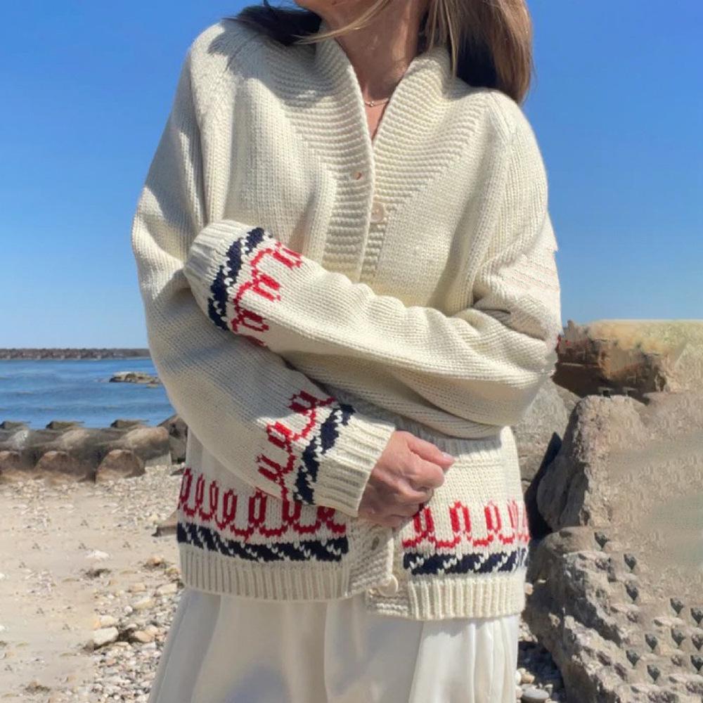 2025 Women's Casual Printed Knit Cardigan Sweater Coat