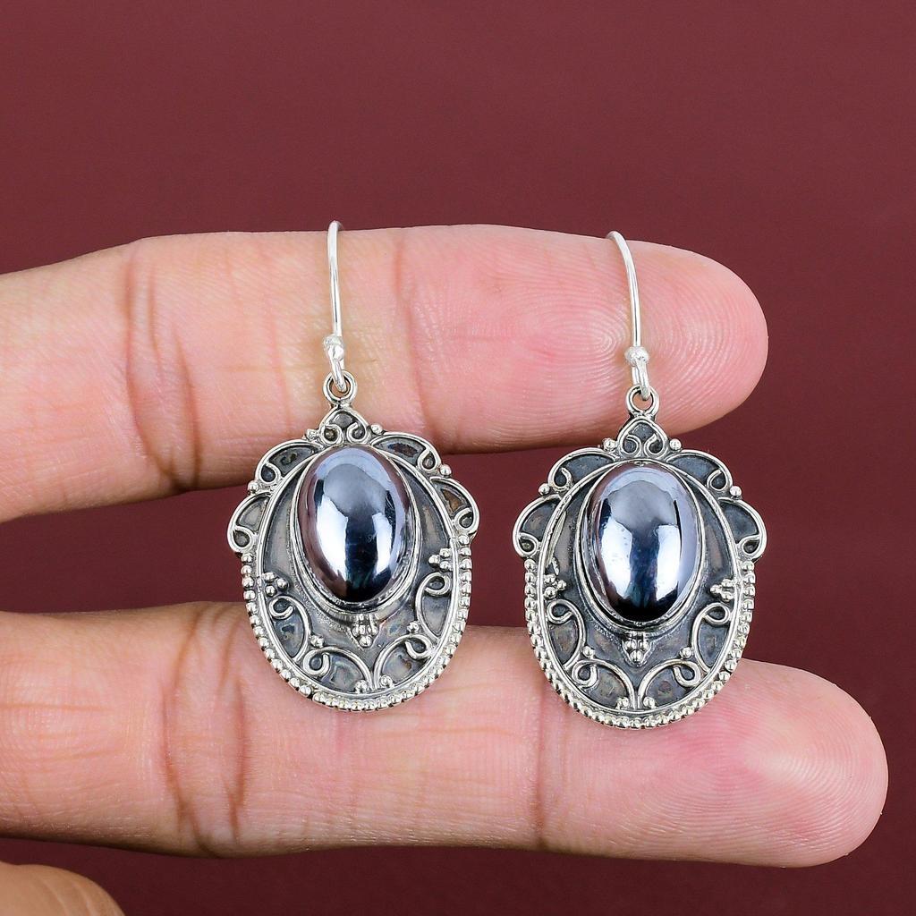 Shungite Earring Gemstone Vintage Earring 925 Sterling Silver Earring Natural Shungite Jewelry Handmade Earrings Antique Earring For Gifts