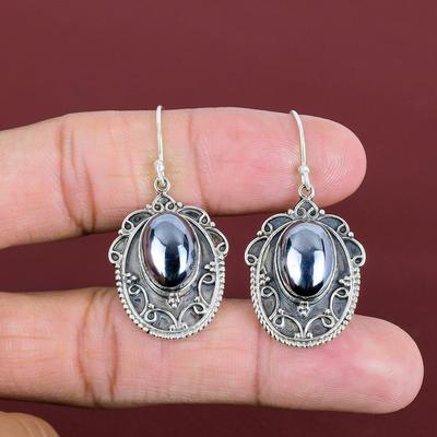 Shungit Ohrringe Edelstein Vintage Ohrringe 925 Sterling Silber Ohrringe Natur Shungit Schmuck Handgemachte Ohrringe Antike Ohrringe für Geschenke