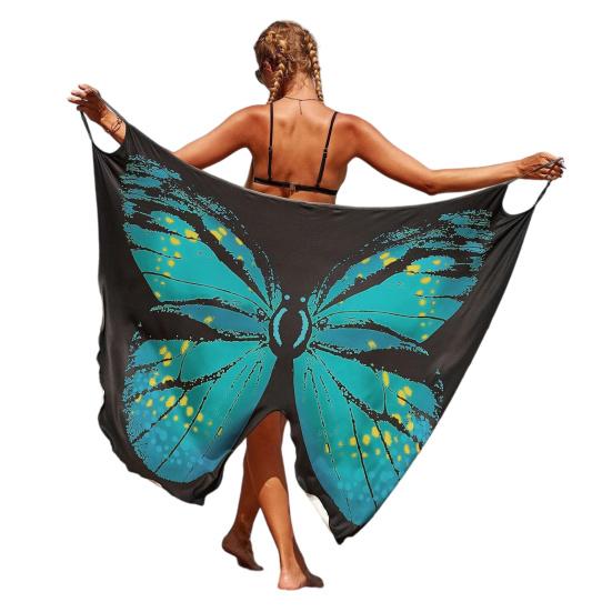 Abito da Spiaggia da Donna Versatile Gonna Avvolgente Traspirante Ali di Farfalla Spalline Sottili Modello ad Ali Copricostume