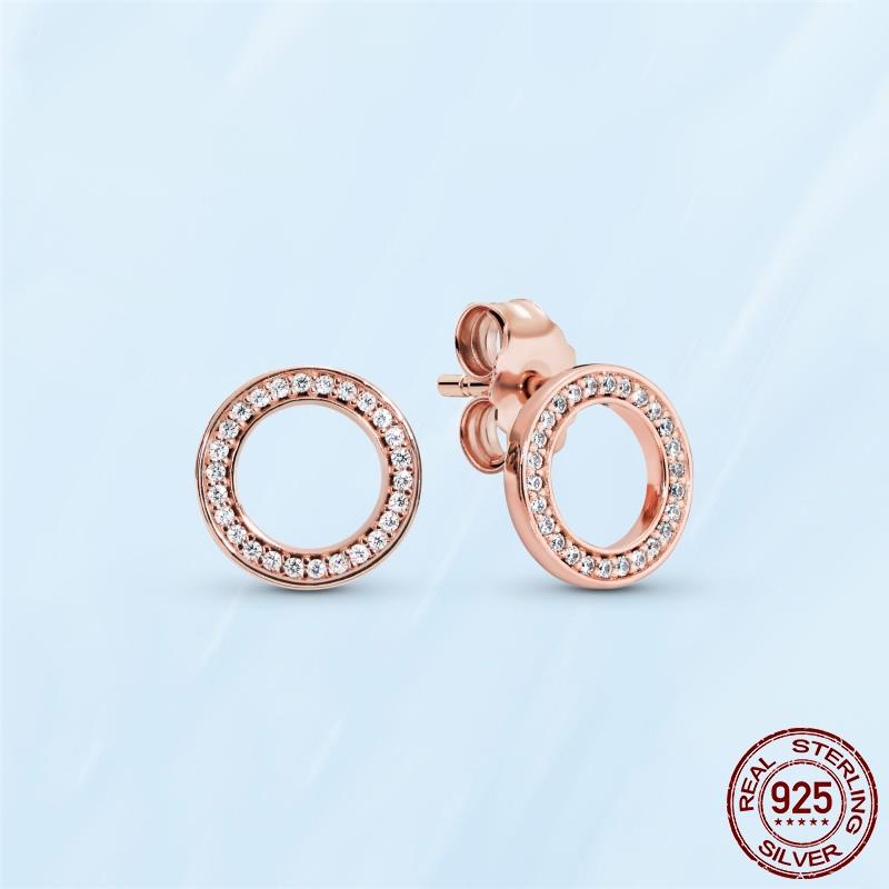 Real Original 925 Sterling Silver Daisy Flower Feather Hoop Heart Stud Earrings Fit Women Fashion Jewelry Engagement Party Gift