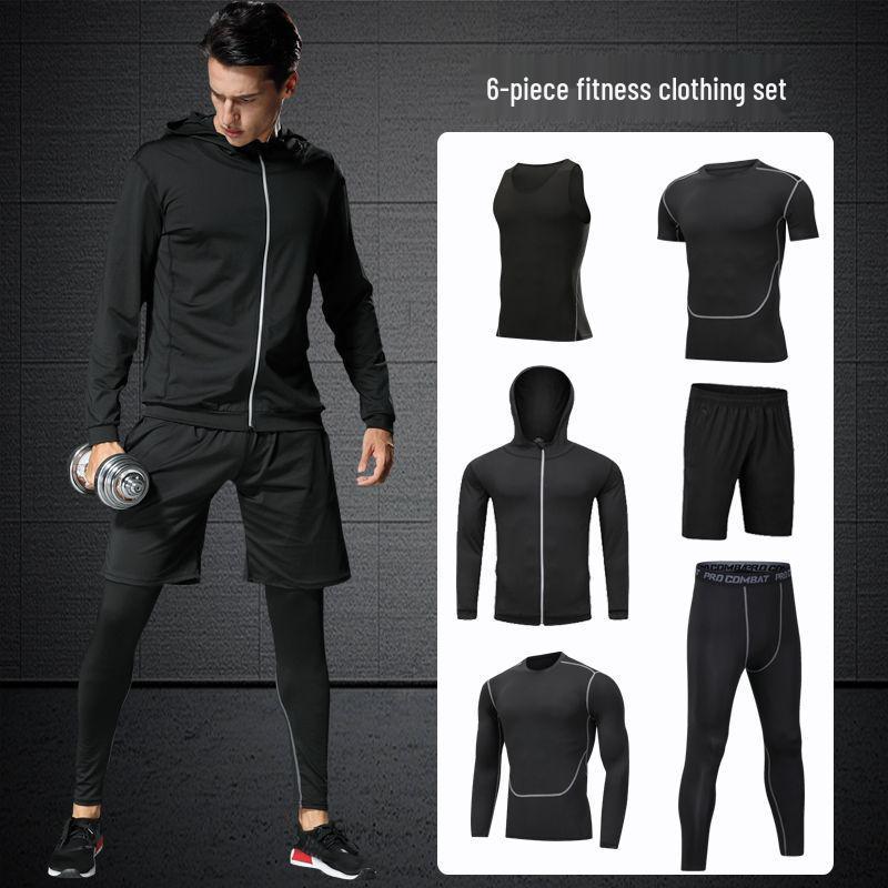 Men's 5-Piece Quick-Dry Sports & Fitness Set: Gym, Running, Basketball - All Seasons