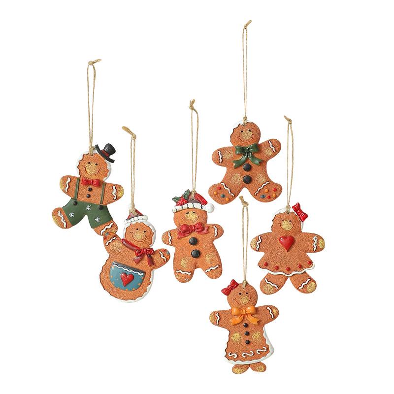 American Retro Christmas Snowman Cane Resin Pendant for Tree Decoration