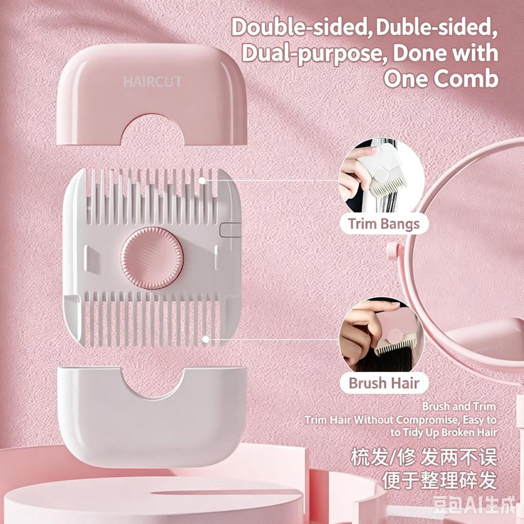 Mini Hair Clipper & Comb Set 2-in-1 | Safe Portable Hair Trimmer for Kids & Adults | Travel-Friendly Bangs & Split Ends Cutter
