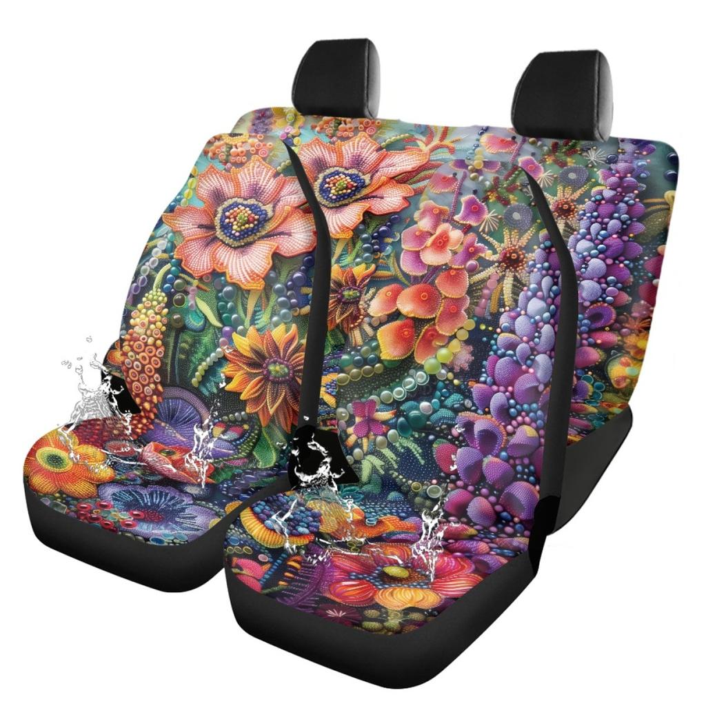 Wasserdichte Auto-Sitzbezüge Komplettes Set Abstrakte Digitale Druckmuster Airbag-kompatibel Vorder- und Rücksitzschoner Rutschfestes Design