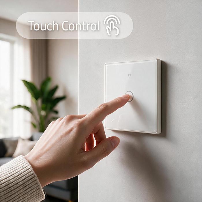 Qoltec Smart Touch 3-Channel Light Switch | Wi-Fi | Timer | Tuya | Smart Life | Tempered Glass | Black