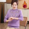 Middle-aged Women's Plus Velvet Knitted Sweater - Winter Base Shirt for Autumn & Winter