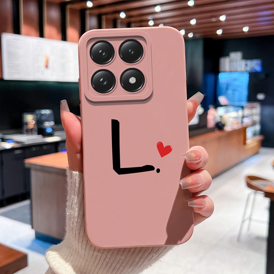 Case For Xiaomi 14T 14 15 12 12S 12T 12X Pro Ultra Lite Back Cover Pretty Love Heart Letter Pattern Soft Silicone Anti Fall Protective For Xiaomi Capa