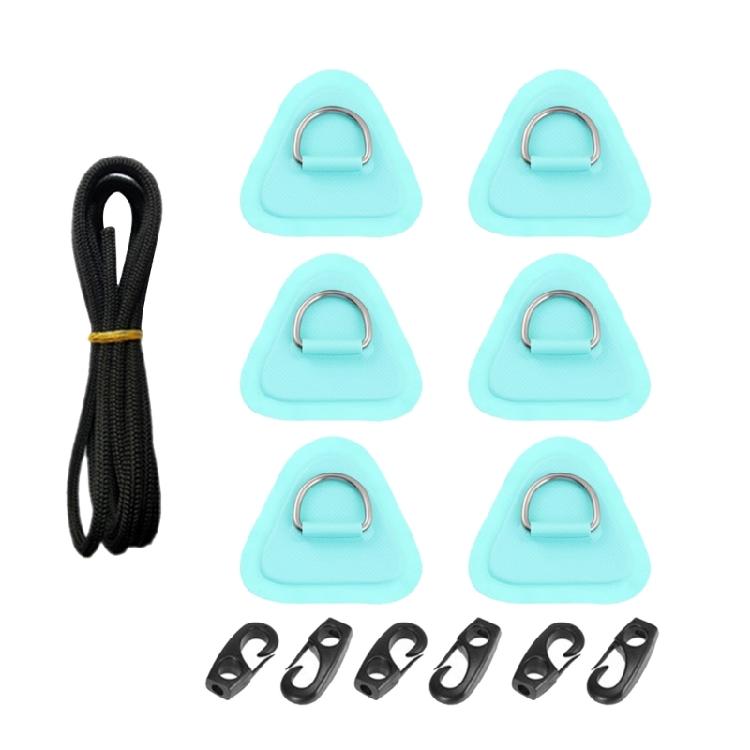 6Pcs D-Rings Patches PVC Stainless Deck Rigging Sets Inflatable Boat D-Rings Pad