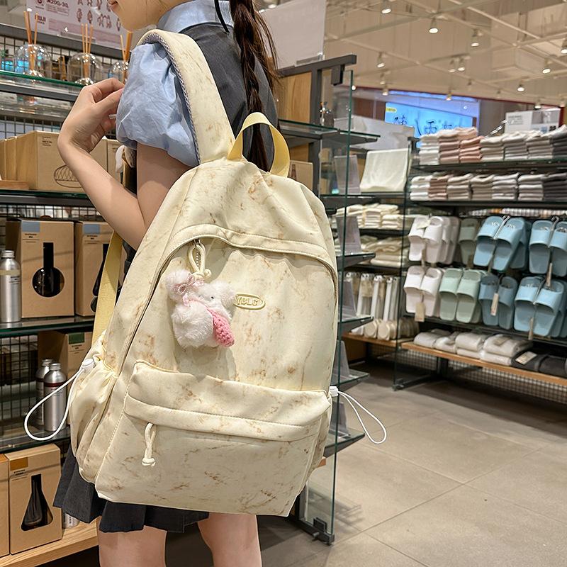 School Bag Large Capacity Campus Backpack for Women, Korean Style Middle School Student Simple Tie-dye, High School Backpack INS Style Japanese Style