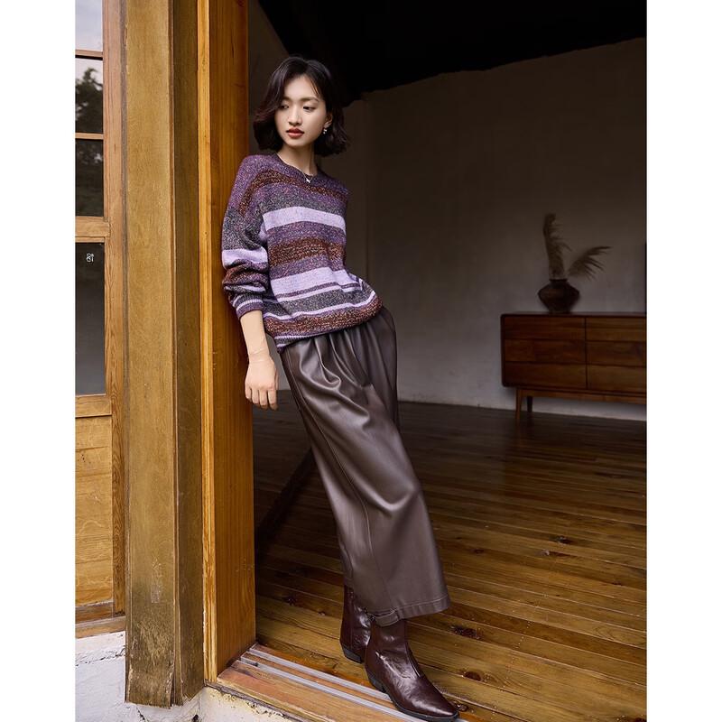 Demana Women's Vintage Striped Glitter Knit Sweater