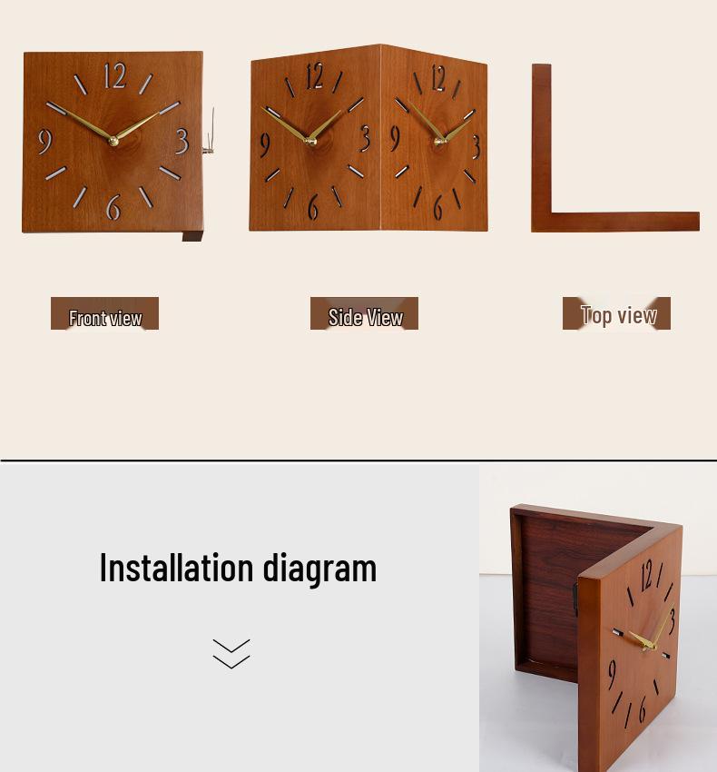 Modern Nordic Dual-Faced Silent Wall Clock for Living Room Decor