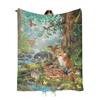 Harmonious Forest Animals digital-printed polyester Bedroom velvet flannel cover blanket Fleece soft cover blankets for beds