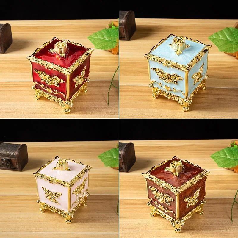 Luxury European Style Plastic Cotton Swab Toothpick Box Living Room Household Retro Cotton Swab Toothpick Sealed Storage Boxs