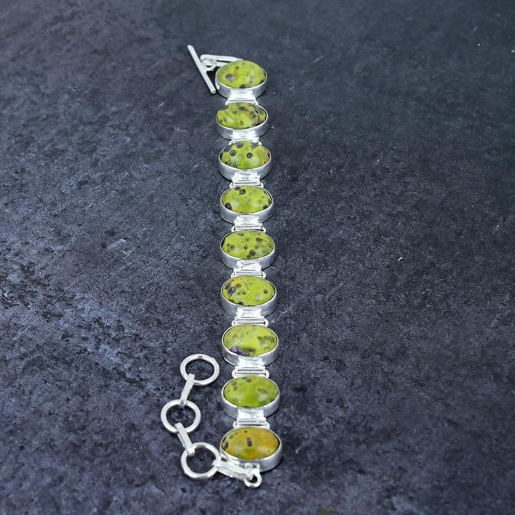 Natural Stichtite Stone Gemstone Handmade 925 Sterling Silver Bracelet 7-8" a4A66