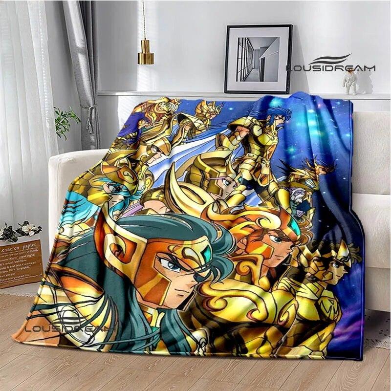 Knights of the Zodiac Cartoon Printed Blanket Flannel Warm Blanket Soft and Comfortable Blanket Bed Linings Birthday Gift
