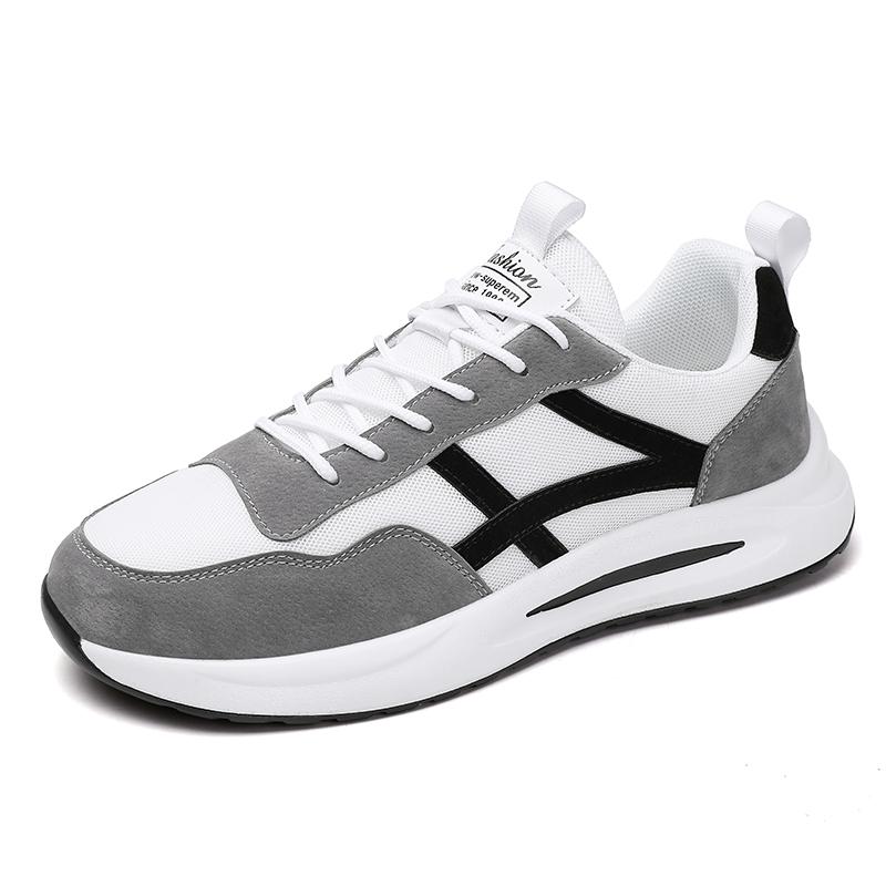 Men’s Jogging Sports Shoes Street Style Khaki Running Sneakers Mesh Retro Grey Plus Size Skate Board Shoes