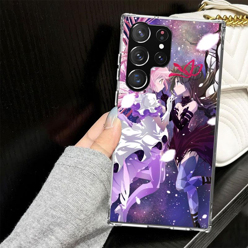 Madoka Magica Anime Case for Samsung Galaxy S25 S24 S23 S22 Ultra Soft Phone Cover S25 Edge S21 Plus S20 FE S10 + Black Cover