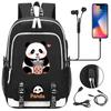 Kawaii Panda Print Tiener USB Laptop Rugzak Kinderen Jongens Meisjes Terug Naar School Boekentassen Vrouwen Mannen Reizen Rugzak