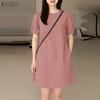 ZANZEA Women Casual Round Neck Solid Color Summer Short Sleeve Dress