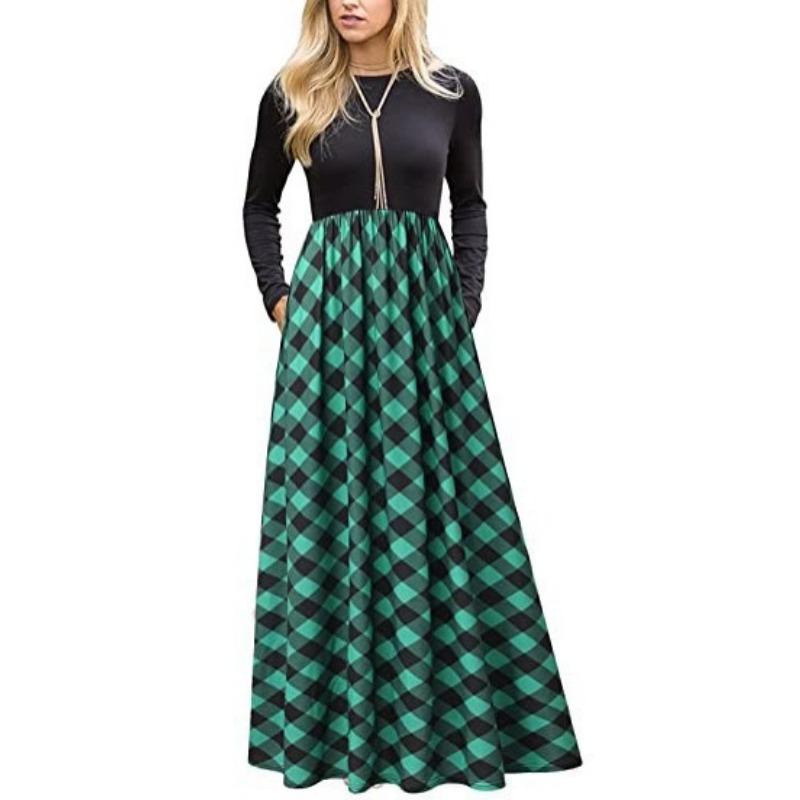 

Летнее модное персонализированное платье в клетку в стиле пэчворк с принтом для женщин XXXL зелёный