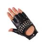 Street dance half-finger gloves men's nightclub pole dance rivet gloves performance dancing spring summer dance performance leather gloves