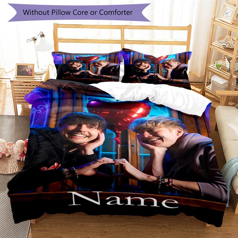 3pcs Custom Name Sam and Colby Bedding Set Duvet Cover Closure Includes 1 Duvet Cover & 2 Pillowcases, Soft and Comfortable for All Seasons.
