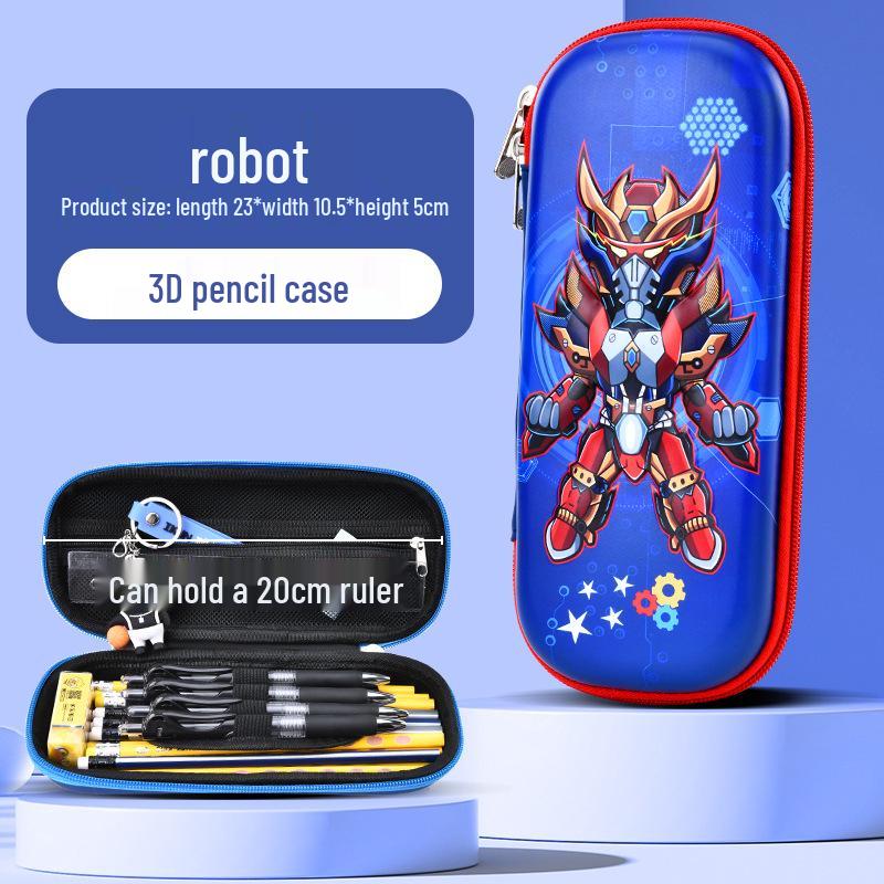 3D Cartoon Multifunctional Leather Pencil Case for Grades 1, 2, & 6 - Large Capacity for Boys & Girls