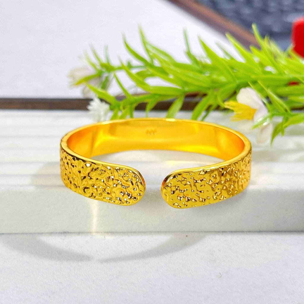 Wide Hammer Pattern Bracelet Women's Solid Mirror Open Bracelet High-end