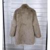 Faux Fur Mid-Length Coat Women Casual Street Style Turn-Down Collar Long Sleeve S-M-L Sizes Beige Khaki Red