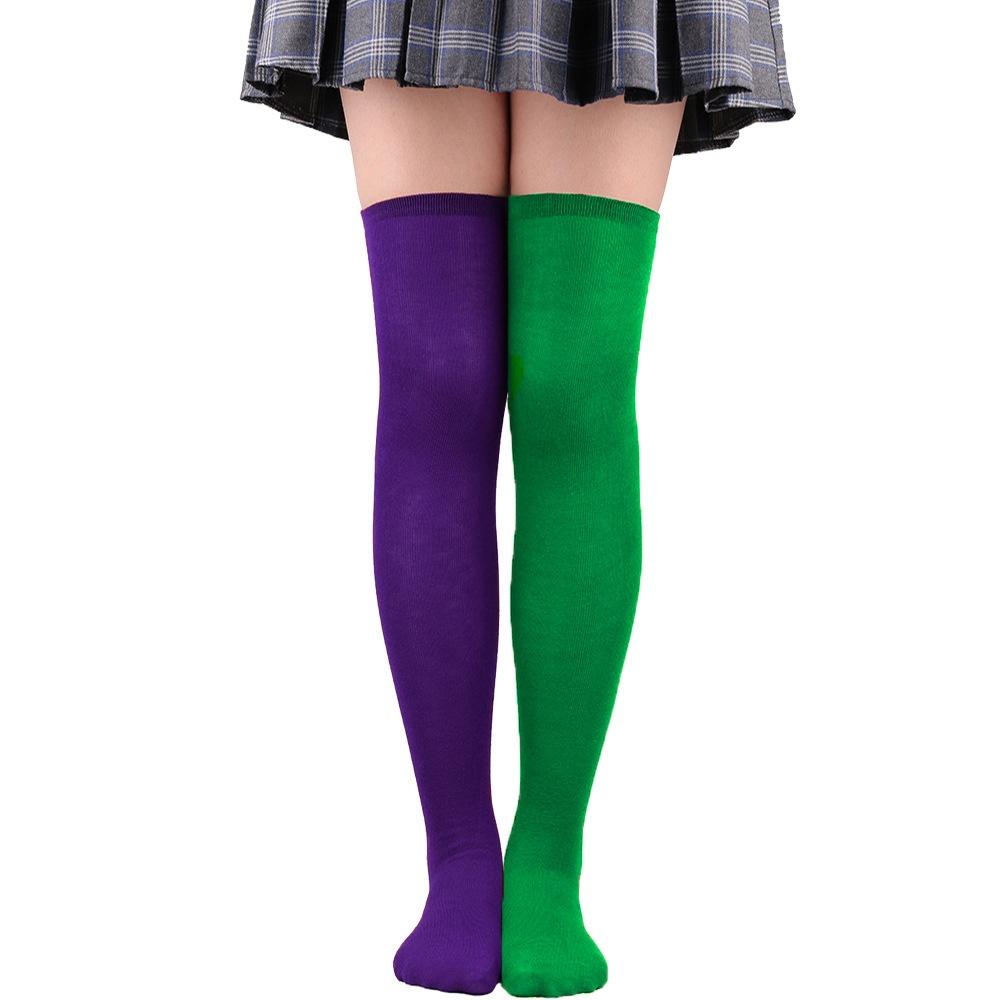 Colorful Over-the-knee Women's Socks For Parties And Holidays Friction-resistant Polyester Blend