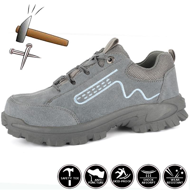 Anti-Scalding Welder Shoes Men Sport Safety Shoes With Steel Toe Work Sneakers Women Suede Puncture-Proof Men Work Shoes Boots
