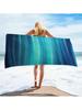 Green wave printed beach towel, ultra-fine fiber, fast drying, high water absorption - beach, swim pool, travel choice-sea towel