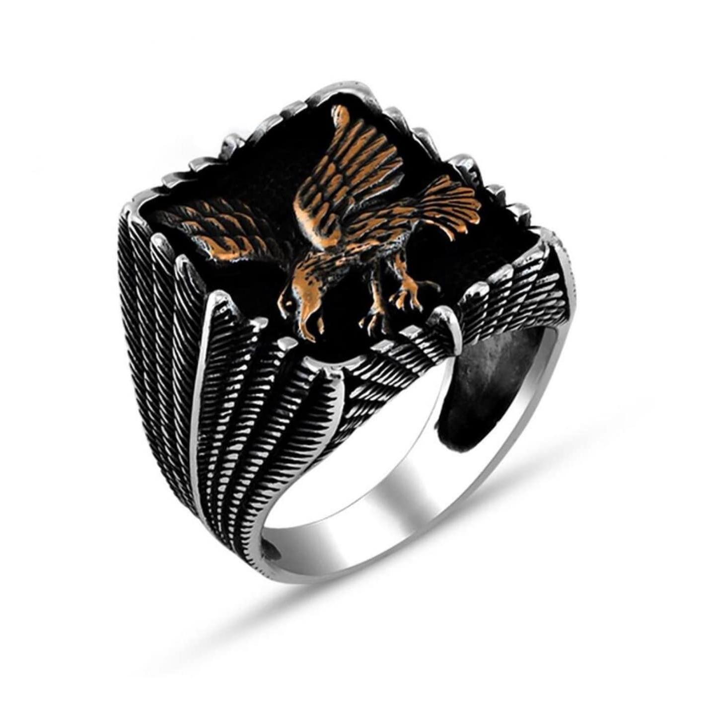 

Мужское кольцо из стерлингового серебра 925 пробы с изображением сокола без камня