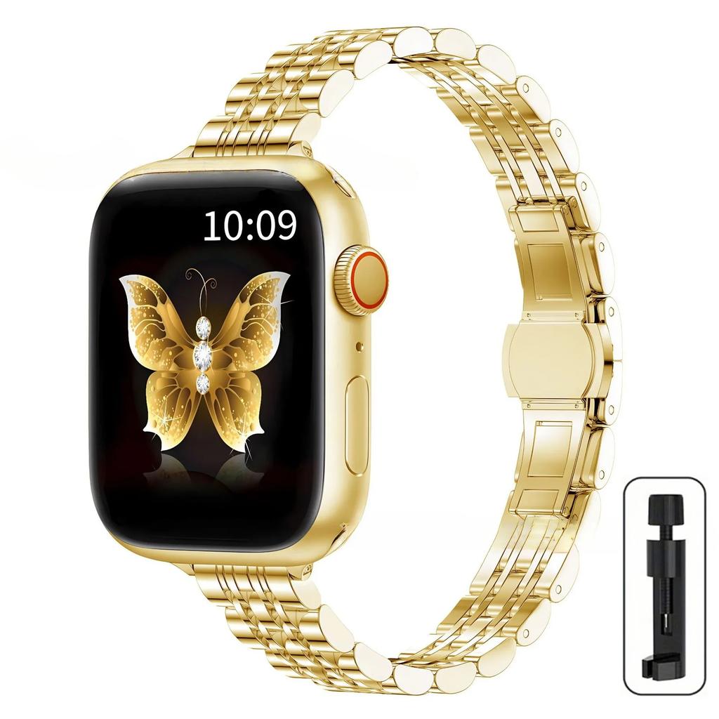 Metal Stainless Steel Strap for Apple Watch Band 41 42 46 49mm Bracelet for iWatch Ultra 2 Series 10 9 8 7 6 5 43 for Women 45mm